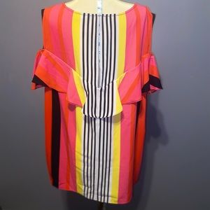 NYGARD * Colorful Cold Shoulder top * 2X *
